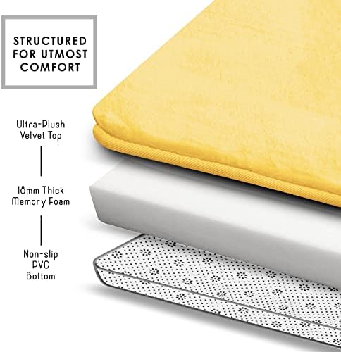 Clara Clark Bathroom Rugs, Velvet Memory Foam Bath Mat, Non-Slip, Machine Washable Bath Rugs - Dries Quickly, Ultra Soft Plush Bath Mats for Bathroom, 20 x 24, Mellow Yellow - Image 6