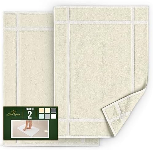 Pearl Linens 2 Pack Cotton Bath Mats for Bathroom, 20" X 30", Ivory - Image 3