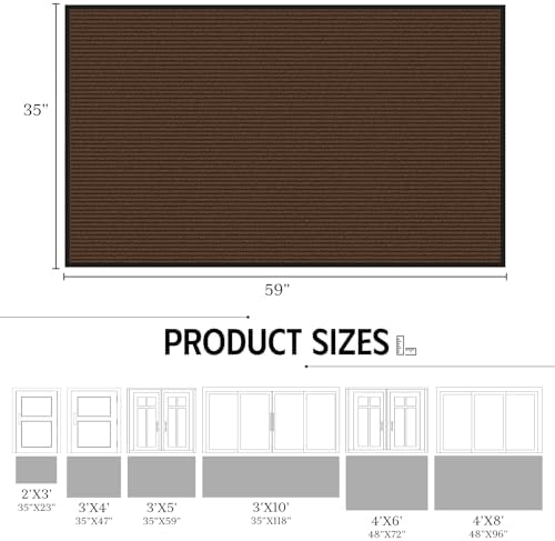 Front Door Mat 3' x 5', Dirt Trapper Dog Door Mat for Mud Wet Shoes & Paws, Low Profile Heavy Duty Indoor Outdoor Mats, Absorbent and Fade Resistant, Non-Slip Commercial Floor Mat, Brown - Image 2