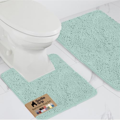 GORILLA GRIP Bathroom Area Rug Sets 2 Piece, Soft Chenille, 30x20 Seablue by GorillaGrip