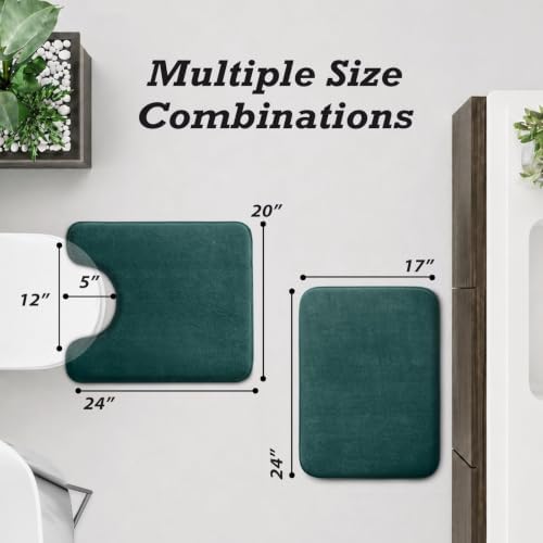 HUXMEYSON Bathroom Rugs Sets 3 Piece, Non-Slip & Quick Dry Bath Mat Set, Ultra Soft Velvet Bath Rugs for Bathroom, Toilet and Shower Floor, Peacock Blue - Image 2