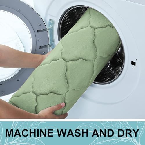 OLANLY Memory Foam Bath Mat Rug 47x20, Ultra Soft Bathroom Rugs, Sage Green - Image 7