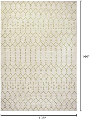 JONATHAN Y Moroccan Geometric Indoor Outdoor Area Rug 9X12 Cream/Green, Ourika Textured Weave for Backyard, Patio, Porch, Easy-Cleaning, High Traffic, Pet-Friendly, Non-Shedding (SMB108M-9) - Image 2
