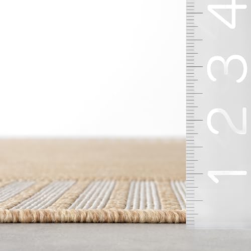 nuLOOM Asha Tan Bordered Power Loomed Indoor/Outdoor Area Rug, 4' x 6' - Image 2