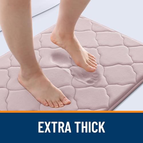 OLANLY Memory Foam Bath Mat Rug 44x24, Ultra Soft Bathroom Rugs, Dusty Rose - Image 3