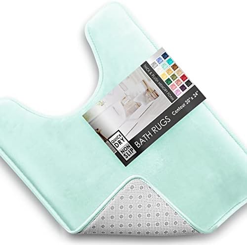 Clara Clark Bathroom Rugs, Velvet Memory Foam Bath Mat, Non-Slip, Machine Washable Bath Rugs - Dries Quickly, Ultra Soft Plush Bath Mats for Bathroom, 20 x 24, Light Blue by ClaraClark