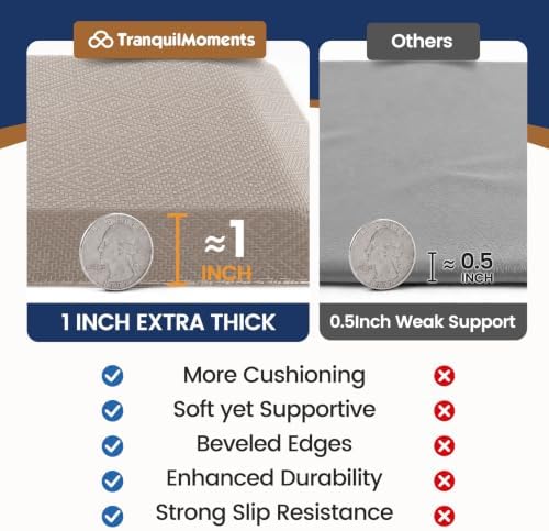 1" Extra Thick Anti Fatigue Kitchen Mats for Floor Standing Desk Mat, Khaki - Image 4