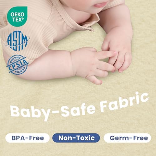 Huloo Sleep Ultra Soft Baby Play Mat for Floor,1.3" Thick Elasti-Foam 50x50 Playpen Mat for Toddlers Infant kids,Non-Slip Backing Safe for Crawling&Tummy Time,Tatami Style (Vanilla) - Image 5