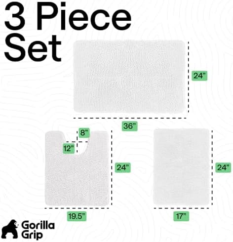 GORILLA GRIP Area Rug Sets and Oval Toilet Base, 3 Piece White - Image 2