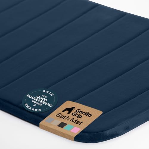 GORILLA GRIP Absorbent Memory Foam Bath and Shower Mat, 24x17 Navy by GorillaGrip