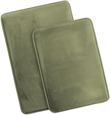Clara Clark 2 Piece Bathroom Rugs Bath Mat Set, Velvet Memory Foam Bath Mats for Bathroom - Non-Slip, PVC Backing Bath Rugs, Washable - Dries Quickly, Green - Image 4