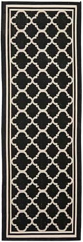 SAFAVIEH Courtyard Outdoor Runner Rug 2'3"x22', Black & Beige CY6918-226 - Image 2