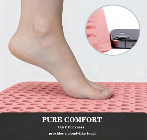 Nonslip Bathtub Mat Extra Soft TPE Bath Mat for Kids, Machine Washable Bathroom Shower Mat, Smooth/Non-Textured Tubs Only, 35L x 16W Inch (Pink) - Image 4