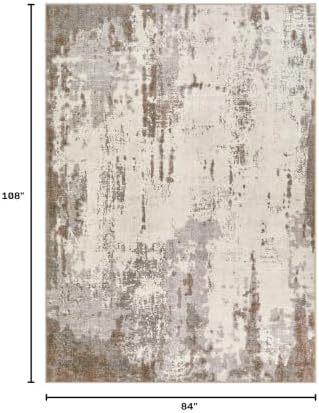 UERMEI Area Rug Living Room Rugs-Washable Neutral Modern Abstract Soft Thin Large Rug Indoor Floor No Slip Rug Carpet for Bedroom Under Dining Table Home Office Decor-Brown/Grey/Beige-7'x 9' - Image 2