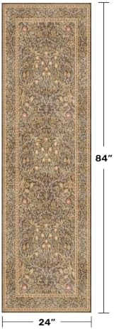 Hazo Haus Non Slip 2x7 Gold Brown Runner Rugs - Washable Long Runner for Bathroom, Kitchen, Hallway, Indoor Floor Mat, Bedroom Bedside - Brown Earthy Vintage Floral Décor - Image 2