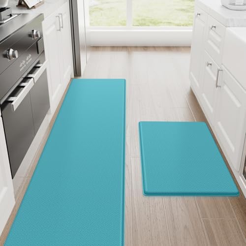 StepRite Kitchen Mats for Floor, 2-Piece Anti-Fatigue Kitchen Rugs, Green by Bringcushiontoyourlife