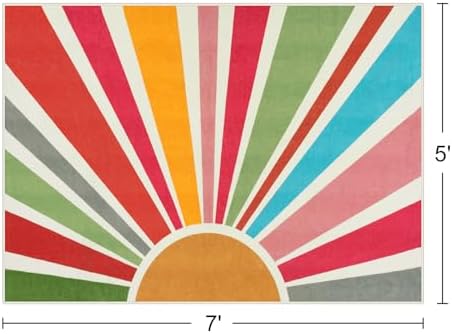 STARUIA Boho 5'x7' Area Rug, Washable Kids Rug for Playroom Classroom Dorm - Image 2