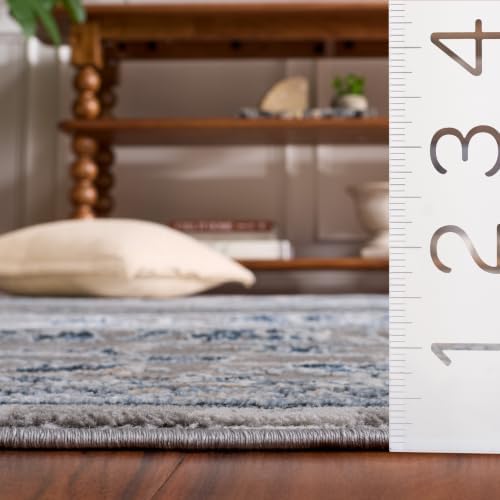 SAFAVIEH Parker Area Rug 5'3"x7'6", Textured Grey & Navy PRK158N - Image 4