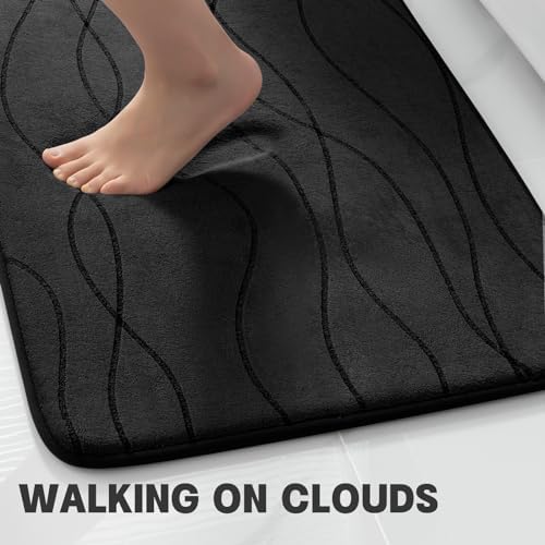 YIHOUSE Bathroom Rugs Set 5 Piece, Memory Foam Bath Mat Black - Image 4