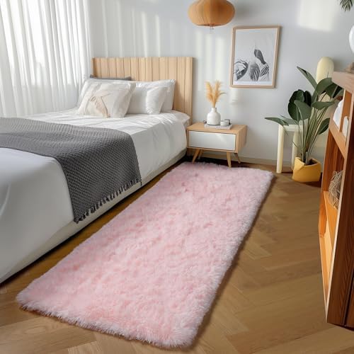Pink Runner Rugs for Girls Bedroom Living Room, 2x6 Fluffy Bedside Area Rug - Image 4