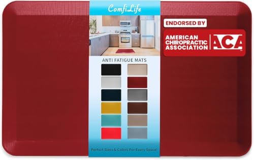 ComfiLife Anti Fatigue Floor Mat – 3/4 Inch Thick Kitchen Mats for Floor, Standing Desk Mat, Kitchen Rug – Comfort at Home, Office – Durable – Stain Resistant – Non-Slip Bottom (24" x 70", Red) by ComfiLife
