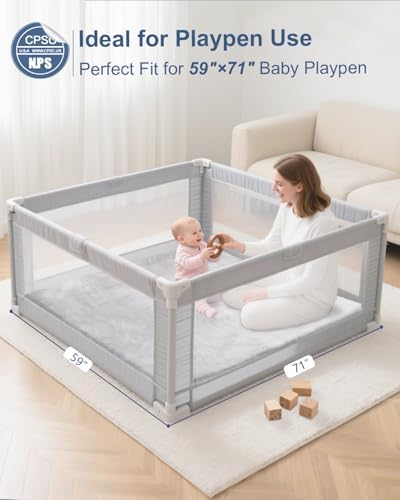 SEPARO Large Baby Play Mat for Floor,71x59 Foam Mat,Non-Slip Rug,Grey - Image 4
