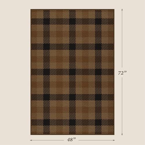 JTJ Easy Jute Checkered Rug 4x6, Brown & Black, Washable Indoor Outdoor Rug - Image 2