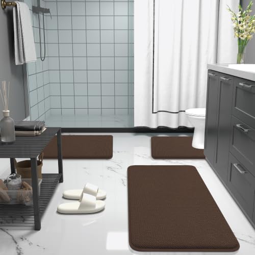 OLANLY Memory Foam Large Bathroom Rugs 44x32, Absorbent Bath Mat, Brown - Image 7
