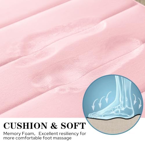 BYSURE Pink Memory Foam Bathroom Rug Set 3 Piece - Image 3