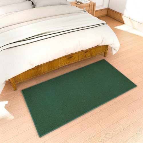 Area Rug with Non Slip Rubber Backing 3' * 5', Washable Soft Floor Carpet for Living Room, Kitchen, Entryway Indoor, Bedroom, Laundry, Low Pile Area Rugs, Solid Color with Pointillism Style, Green - Image 5