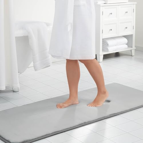Memory Foam Bath Mat Non Slip Absorbent Super Cozy Velvet Bathroom Rug Carpet (60 inches X 24 inches, Silver) - Image 7