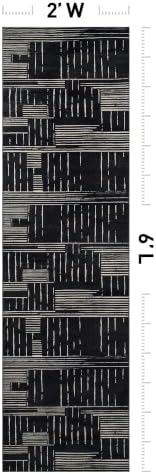 Rugshop Block Stripe Machine Washable Non-Slip Runner Rug, 2'x6' Black - Image 2