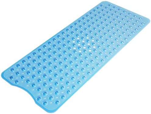AmazerBath Shower Mat Non Slip 40 x 16 Inches, Bathtub Mat Shower Stall Mats with Suction Cups and Drain Holes, Non Slip Bath Mat for Tub for Elderly & Kids, Clear Blue by AmazerBath