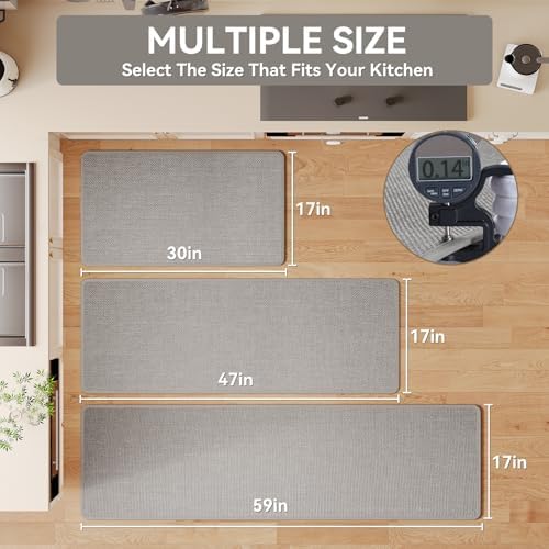YDKGL Long Kitchen Runner Rugs Kitchen Mat Non Slip Washable Gray 17"x71" - Image 2