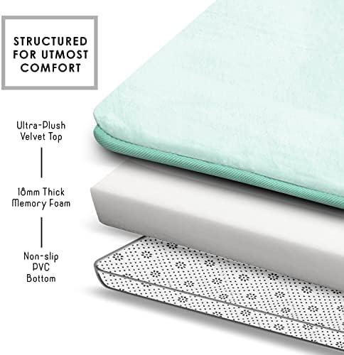 Clara Clark Bathroom Rugs, Velvet Memory Foam Bath Mat, Non-Slip, Machine Washable Bath Rugs - Dries Quickly, Ultra Soft Plush Bath Mats for Bathroom, 20 x 32, Light Blue - Image 6
