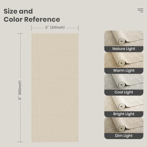 Valenrug 2x5 Runner Rug Non Slip, High-Low Pile Runners for Hallways, Beige - Image 2