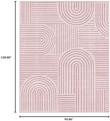 Lahome Abstract Pink Area Rugs 8x10, Soft Pink Rugs for Bedroom Girls - Image 2