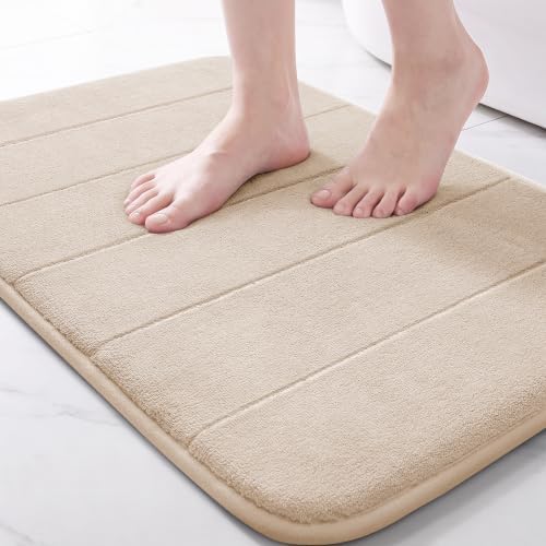 Yimobra Memory Foam Bath Mat, Soft Absorbent Bathroom Rug, 24x17, Beige by Yimobra