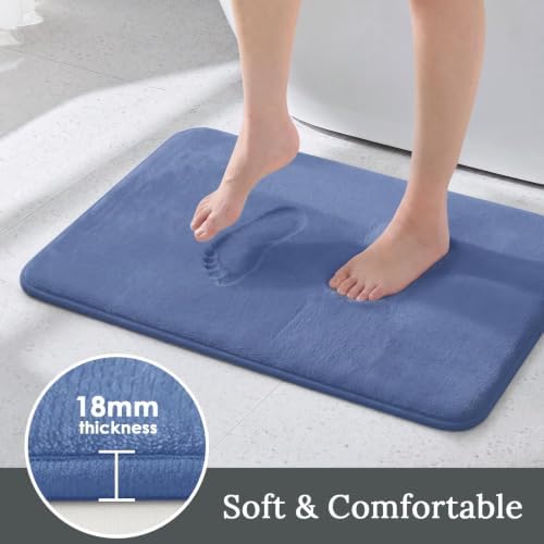 HUXMEYSON 3-Piece Memory Foam Bathroom Rug Set, Dusty Blue - Image 3