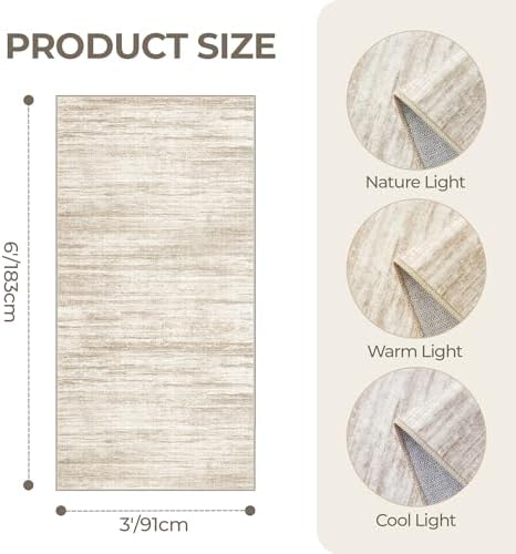 3x6 Runner Rug Non Slip,Washable Hallway Runner Rug,Brown - Image 2