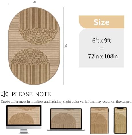 Easy Jute Rug for Pet Home: 6x9 Oval Outdoor Rugs - Geometric Arch Pattern - Image 2