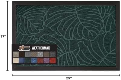 GORILLA GRIP WeatherMAX Door Mat, Indoor Outdoor Use, 29x17, Green Palm - Image 2