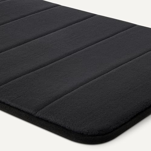 Amazon Basics Absorbent & Fast Dry Plush Memory Foam Bath Mat, 17 x 24 in, Black - Image 4