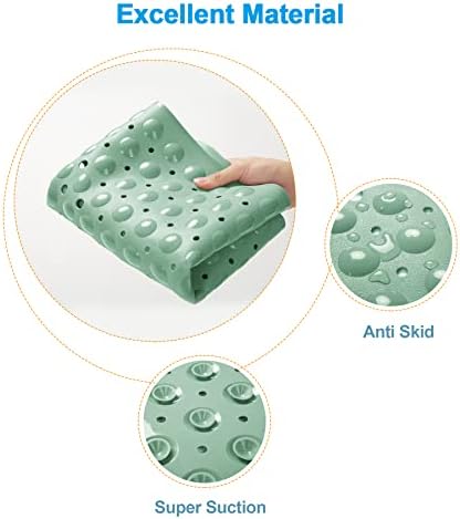 AmazerBath Shower Mat Non Slip 40 x 16 Inches, Shower Stall Mats with Suction Cups and Drain Holes, Non Slip Bath Mat for Tub for Elderly & Kids, Mint Green - Image 4