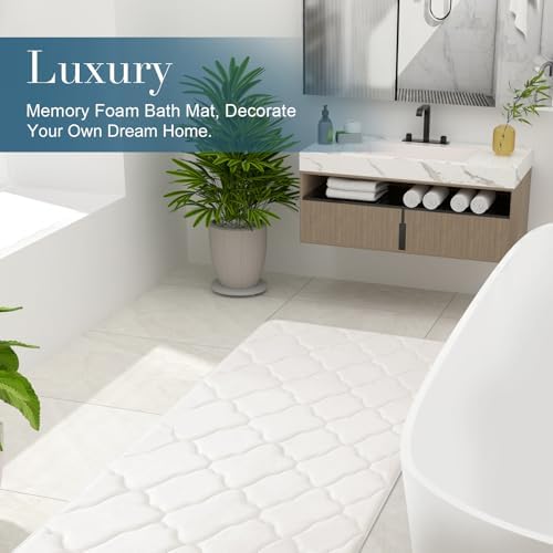 OLANLY Memory Foam Bath Mat Rug 47x32, Ultra Soft Bathroom Rugs, Ivory - Image 7