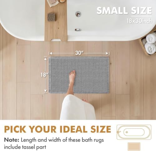 MIULEE Set of 2 Waffle Bathroom Rugs Boho Bath Mat Light Grey 18x30 Inch - Image 2