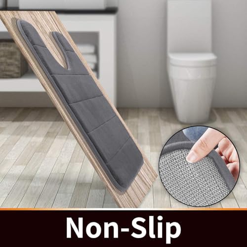 Yimobra Memory Foam Toilet Bath Mat U-Shaped, Soft and Comfortable, Super Water Absorption, Non-Slip, Thick, Machine Wash and Easier to Dry for Bathroom Commode Contour Rug, 24 X 24 Inches, Dark Gray - Image 4