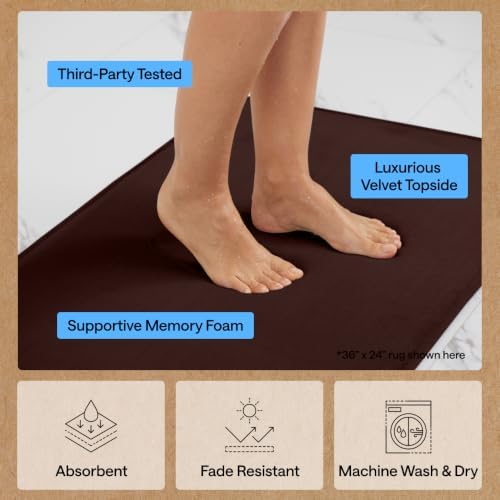 GORILLA GRIP® Memory Foam Bath Rug for Bathroom, 24x17 Brown - Image 5