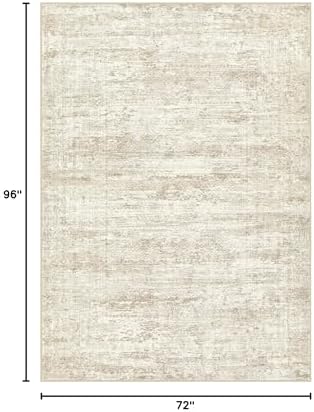 UERMEI 6x8 Area Rug Living Room Rugs - Washable Neutral Modern Abstract Soft Thin Rug Indoor Floor No Slip Rug Carpet for Bedroom Under Dining Table Home Office Decor - Beige/Brown - Image 2
