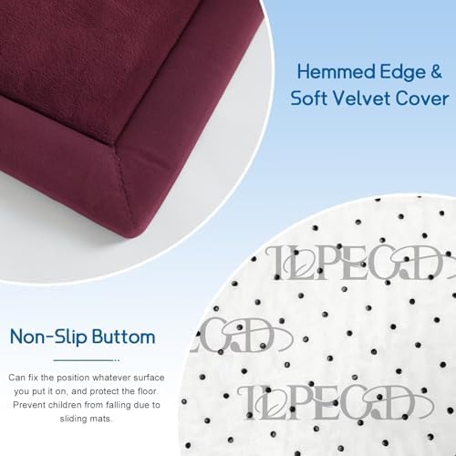 Baby Play Mat for Floor Nursery Muscle Area Rug Playroom Rug 59"x59" Elastic Foam 1.3" Thick Crawling Mat for Babies,Toddlers, Infants(Burgundy) - Image 5
